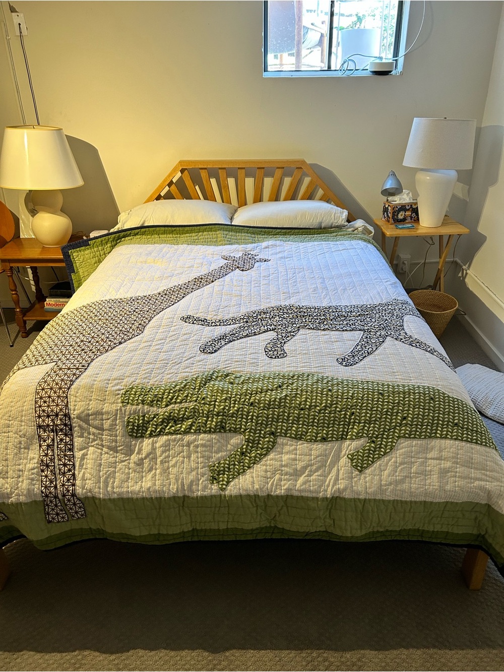 Pottery Barn Kids Green and White Animal Quilt